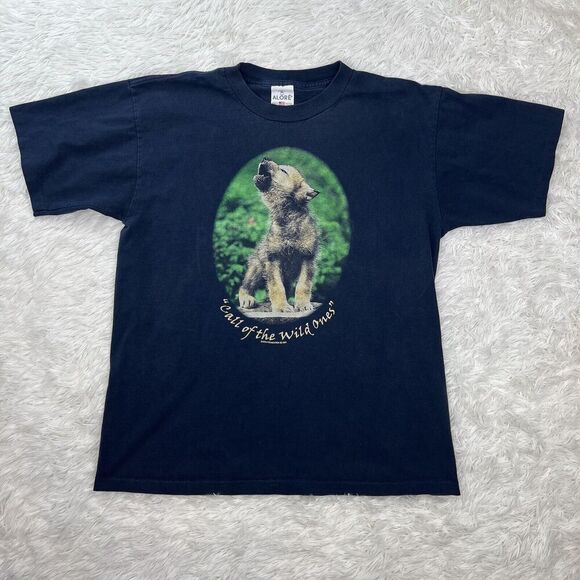 Vintage Alore Nature Wolf Call Of The‎ Wild Ones 2001 Made In USA T Shirt Size L - Picture 1 of 15